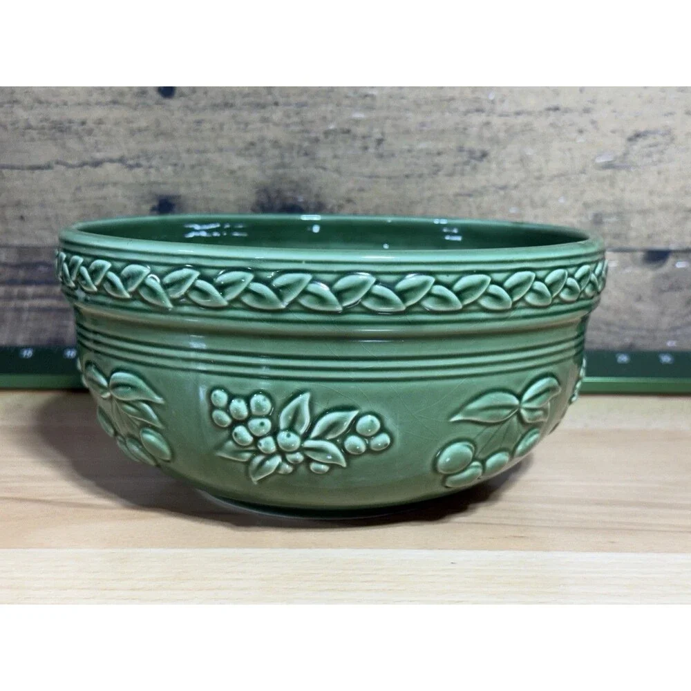 🔥Tender Heart Treasures 8.5” Forest Green Round Pottery Baking/Serving Bowl